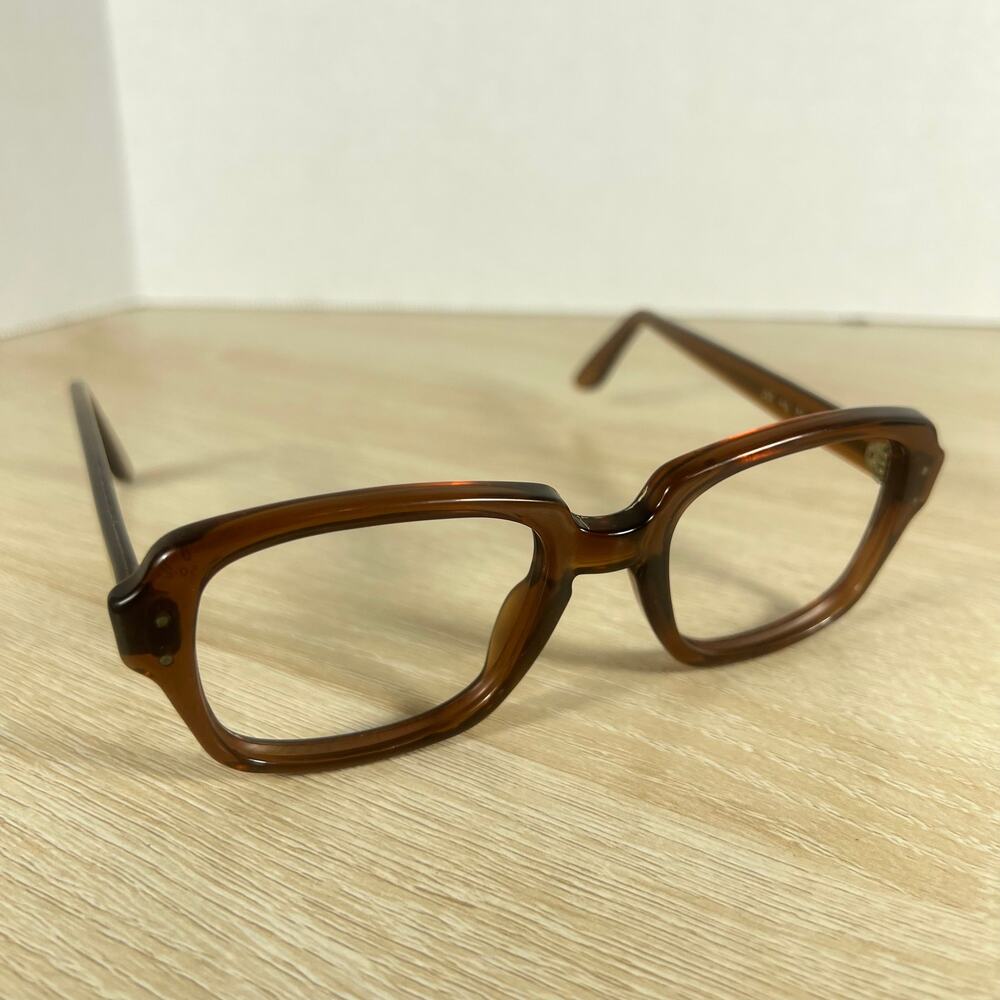 Vintage USS 4 1/2 - 5 3/4 USS 50-20 Eyeglasses Full Rim Frames ONLY Brown
